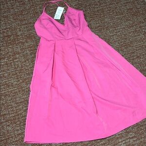 NWT Elia Cher dress pleated skirt skater style spaghetti strap magenta dress 6